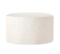 sourcing map Ottomen Cover Round, Jacquard Ottomen Slipcover with Elastic Bottom Fit 50cm-58cm/19.7"-22.8" Diameter, Stretchable Footrest Stool Covers for Furniture Protector, White