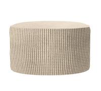 sourcing map Ottomen Cover Round, Jacquard Ottomen Slipcover with Elastic Bottom Fit 50cm-58cm/19.7"-22.8" Diameter, Stretchable Footrest Stool Covers for Furniture Protector, Khaki