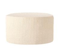 sourcing map Ottomen Cover Round, Jacquard Ottomen Slipcover with Elastic Bottom Fit 50cm-58cm/19.7"-22.8" Diameter, Stretchable Footrest Stool Covers for Furniture Protector, Natural Color