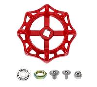 sourcing map Outdoor Faucet Water Spigot Handle, 10 x 10mm Round Wheel Square Stem Hole Cast Iron Hose Bib Outside Faucet Valve Handles Replacement for Garden Courtyard Bathroom, Red