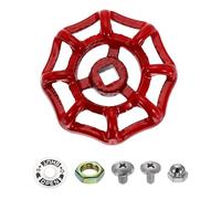 sourcing map Outdoor Faucet Water Spigot Handle, 6 x 6mm Round Wheel Square Stem Hole Cast Iron Hose Bib Outside Faucet Valve Handles Replacement for Garden Courtyard, Red
