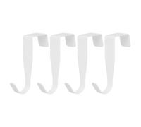 sourcing map Over The Door Hook, 4 Pack - Carbon Steel Cabinet Door Single Hooks, Metal Door Hanger for Home Kitchen Decoration (White)
