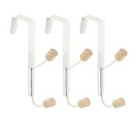 sourcing map Over The Door Hooks,3packs Double Hooks, Wooden Door Hangers Hooks Towel Organizer for Bedroom, Bathroom, Kitchen