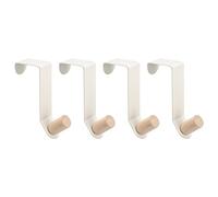 sourcing map Over The Door Hooks, 4pcs - Carbon Steel Paint Door Hanger Hook, Single Hooks for Hanging Clothes, Hats, Towels (White)