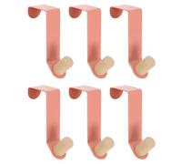 sourcing map Over the Door Hooks,6pcs - Carbon Steel Paint Door Hanger Hook, Single Hooks for Hanging Clothes, Hats, Towels (Pink)