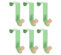 sourcing map Over The Door Hooks,6pcs - Carbon Steel Paint Door Hanger Hook, Single Hooks for Hanging Clothes, Hats, Towels (Green)