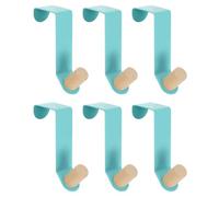 sourcing map Over The Door Hooks,6pcs - Carbon Steel Paint Door Hanger Hook, Single Hooks for Hanging Clothes, Hats, Towels (Blue)
