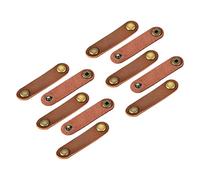 sourcing map Pack of 10 Leather Cable Straps Cord Organizer 63x16mm Portable Cable Leather Clips Light Brown Earphone Cord Management