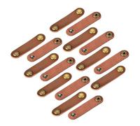 sourcing map Pack of 15 Leather Cable Straps Cord Organizer 63x16mm Portable Cable Leather Clips Light Brown Earphone Cord Management for Cable, Wire