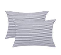 sourcing map Pack Of 2 Blue and White Woven Striped Lumbar Throw Pillow Cover Set Decorative Cushion Covers Rectangle Farmhouse Pillow Case for Sofa Bedroom Car Chair 12x20 Inch 30x50 Cm