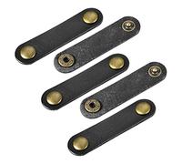 sourcing map Pack of 5 Leather Cable Straps Cord Organizer 63x16mm Portable Cable Leather Clips Black Earphone Cord Management for Cable, Wire