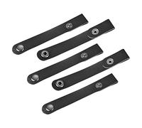 Sourcing Map Pack of 5 Leather Cable Straps, Leather Cord Organizer, Portable USB Straps, 100x15mm Black, Cord Management for Earphone, Cable, Wire