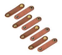 sourcing map Pack of 8 Leather Cable Straps Cord Organizer 63x16mm Portable Cable Leather Clips Light Brown Earphone Cord Management for Cable, Wire