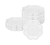 sourcing map Paint Tray Palette, 3.2" Flower Shape Plastic Watercolor Palette Painting Tray for DIY Craft Art Class Painting Party Supplies Paint Holder(White, Pack of 20)
