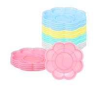 sourcing map Paint Tray Palette, 3.2" Flower Shape Plastic Watercolor Palette Painting Tray for DIY Craft Class Painting Party Supplies Paint Holder(White/Pink/Green/Blue/Yellow, Pack of 20)
