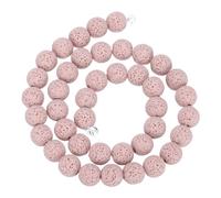 sourcing map Pale Pink Volcanic Rock Beads 10mm Essential Oil Diffuser Stone, Volcanic Stone Loose Round Bead for DIY Jewelry Bracelet (1 Strand, 41pcs)