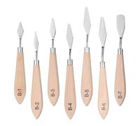 sourcing map Palette Knife Painting Tool 6.30-7.48" Stainless Steel Blade Spatula Painting Pallet Knife Beech Wood Handle for Oil Acrylic Canvas Color Mixing