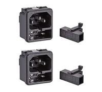 sourcing map Panel Mount Plug Adapter AC 250V 10A C14 3 Pins IEC Inlet Plug Power Socket Straight Pack of 2