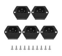 sourcing map Panel Mount Plug Adapter AC 250V 10A C14 3Pins IEC Inlet Module Plug Power Connector Socket Straight with Screws 5 Pcs