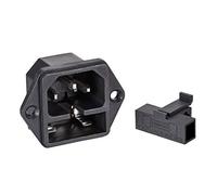 sourcing map Panel Mount Plug Adapter C14 3Pin IEC Inlet Module Power Connector Socket Straight Pack of 5