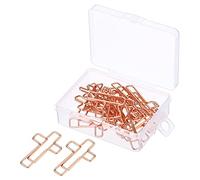 sourcing map Paper Clip Cross-Shaped Cute Decorative Fun Clips Bookmarks 1.3 Inch Rose Gold for Organize Office Home, Pack of 20