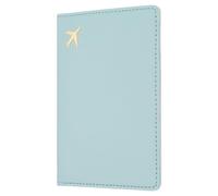 sourcing map Passport Cover Holder, Waterproof PU Leather Passport Cover Card Protector Sleeve for Women & Men Document Organizer Travel Accessories for Anniversary Wedding Gift, Light Blue