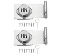 sourcing map Password Hasp Locks Keyless Combination Latch Lock 90 Degree 4.5 Inch Twist Knob for Security Small Door Cabinets Bathroom Closet Fence Garage Garden Cupboard(Pack of 2, Silver)