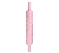 sourcing map Pattern Embossed Rolling Pin 14.57" x 1.97" Heart 3D Pattern PP Plastic Non-Stick Embossing Textured Rolling Pins for Baking Cookie Fondant Pastry Clay Dough, Pink