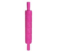 sourcing map Pattern Embossed Rolling Pin 14.57" x 1.97" Rose Heart 3D Pattern PP Plastic Non-Stick Embossing Textured Rolling Pins for Baking Cookie Fondant Pastry Clay Dough, Red