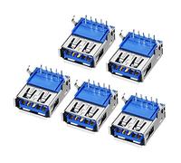 sourcing map PCB USB Connector Type-A 3.0 Female Jack 9 Pin Bend Foot 90 Degree 5pcs