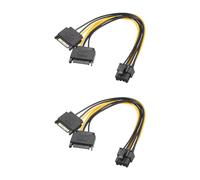 sourcing map PCI-Express Cable Dual 15 Pin to 8 Pin Male PCIE Graphics Card Power Supply Adapter Cable 220mm/8.7", 2pcs