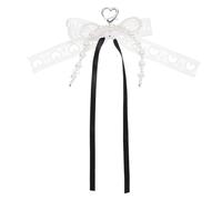sourcing map Pearl Bow Keychain, 16mm Y2k Aesthetic Hollow Heart Bowknot Ribbon Keyring, Cute Bag Charm for Tote Bags Purse Handbag, Black Pack of 1