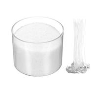 sourcing map Pearled Sand Candles with 20 Pcs Wicks 7Oz / 200g Candle Beads Refillable Powder Sand Wax Making Kit for Thanksgiving Christmas Wedding Party DIY Home Crafts, White