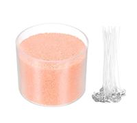 sourcing map Pearled Sand Candles with 50 Pcs Wicks 21Oz / 600g Candle Beads Refillable Powder Sand Wax Making Kit for Thanksgiving Christmas Wedding Party DIY Home Crafts, Light Orange