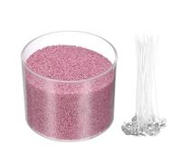 sourcing map Pearled Sand Candles with 50 Pcs Wicks 21Oz / 600g Candle Beads Refillable Powder Sand Wax Making Kit for Thanksgiving Christmas Wedding Party DIY Home Crafts, Cherry Color