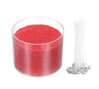 sourcing map Pearled Sand Candles with 50 Pcs Wicks 21Oz / 600g Candle Beads Refillable Powder Sand Wax Making Kit for Thanksgiving Christmas Wedding Party DIY Home Crafts, Red