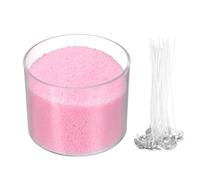 sourcing map Pearled Sand Candles with 50 Pcs Wicks 21Oz / 600g Candle Beads Refillable Powder Sand Wax Making Kit for Thanksgiving Christmas Wedding Party DIY Home Crafts, Pink