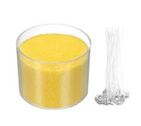 sourcing map Pearled Sand Candles with 50 Pcs Wicks 21Oz / 600g Candle Beads Refillable Powder Sand Wax Making Kit for Thanksgiving Christmas Wedding Party DIY Home Crafts, Yellow