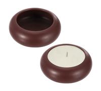 sourcing map Pebble Tealight Candle Holders, 2 Pack Handcrafted Ceramic Tea Light Holder for Home Decor, Garden, Table Centerpiece, Wedding, Desk Shelf Decor, Wine Red