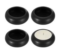 sourcing map Pebble Tealight Candle Holders 4 Pcs Ceramic Candle Holders for Garden Desk Table Home Decor, Black