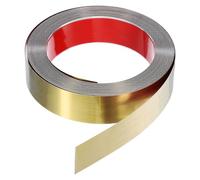 sourcing map Peel and Stick Metal Molding Trim 2" x 20ft Self-Adhesive Stainless Steel Wall Trim Brushed Decorate Strip for Wall Ceiling Floor Cabinet Tile Edge, Gold