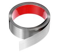sourcing map Peel and Stick Metal Molding Trim 2" x 20ft Self-Adhesive Stainless Steel Wall Trim Brushed Decorate Strip for Wall Ceiling Floor Cabinet Tile Edge, Silver