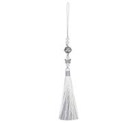 sourcing map Pendants with Tassels, 1 Pcs Classic Bells Tassel Pendant 25cm/9.84inch DIY Craft for Home Fringe Strap Hang Decoration, Silver