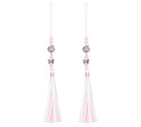 sourcing map Pendants with Tassels, 2 Pcs Classic Bells Tassel Pendant 25cm/9.84inch DIY Craft for Home Fringe Strap Hang Decoration, Pink