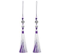 sourcing map Pendants with Tassels, 2 Pcs Classic Bells Tassel Pendant 25cm/9.84inch DIY Craft for Home Fringe Strap Hang Decoration, Purple