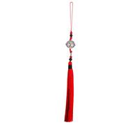 sourcing map Pendants with Tassels, Red Black Classic Bells Tassel Pendant 1pcs 31cm/12.2" DIY Craft Home Fringe Strap Hang Decoration