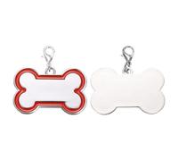 sourcing map Pet ID Tags Bone Shape, 45x30mm Metal Personalize Engraved Both Sides Blank Tags Stamping Pet Supplies Engrave Name Number for Pet Dog ID Tags, Pendant Decoration (Red)