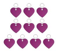 sourcing map Pet ID Tags, Personalized Dog Cat Tag Stainless Steel Aluminum Heart Shape Engraved Blank with Key Ring 38x33mm, (Purple, 10 Pcs), Intended for Dog/Cat/Name/Pendant Crafts