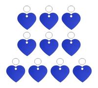 sourcing map Pet ID Tags, Personalized Dog Cat Tag Stainless Steel Aluminum Heart Shape Engraved Blank with Key Ring 38x33mm, (Blue, 10 Pcs), Intended for Dog/Cat/Name/Pendant Crafts