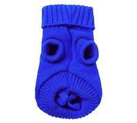 sourcing map Pet Sweater XX-Small, Knit Ribbed, Blue, 1pc | Twisted knit ribbed cuff turtleneck apparel pet sweater, XX-small size, blue, for small dogs/pets